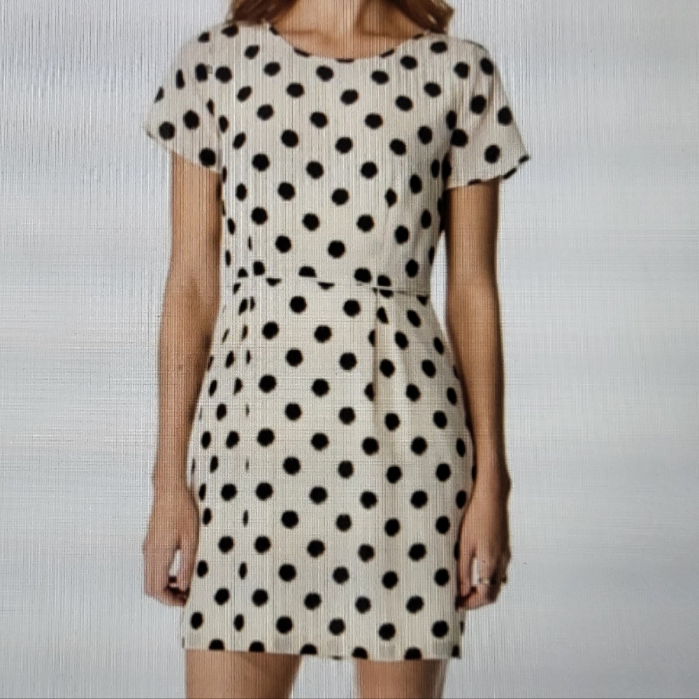 Madewell Cream Dress with Black Polka Dots